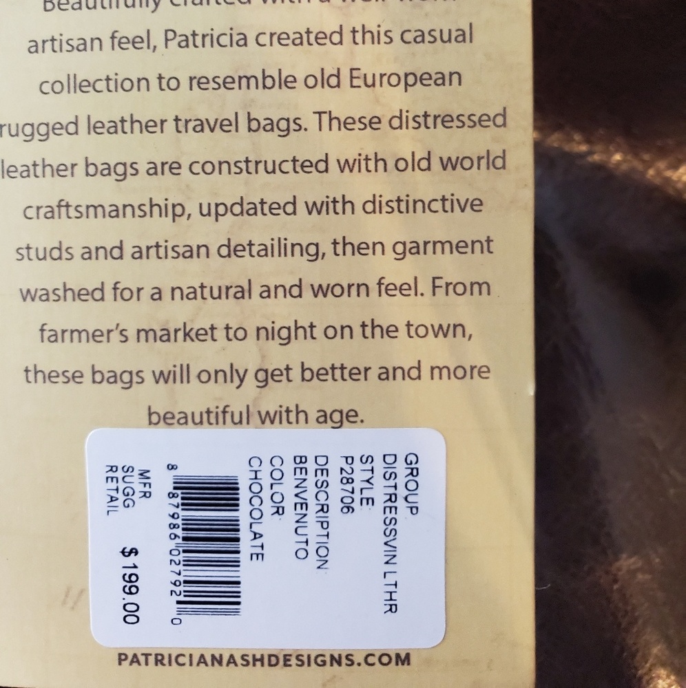 Patricia Nash Distressed Leather Vintage Tote NWT - Picture 8 of 8